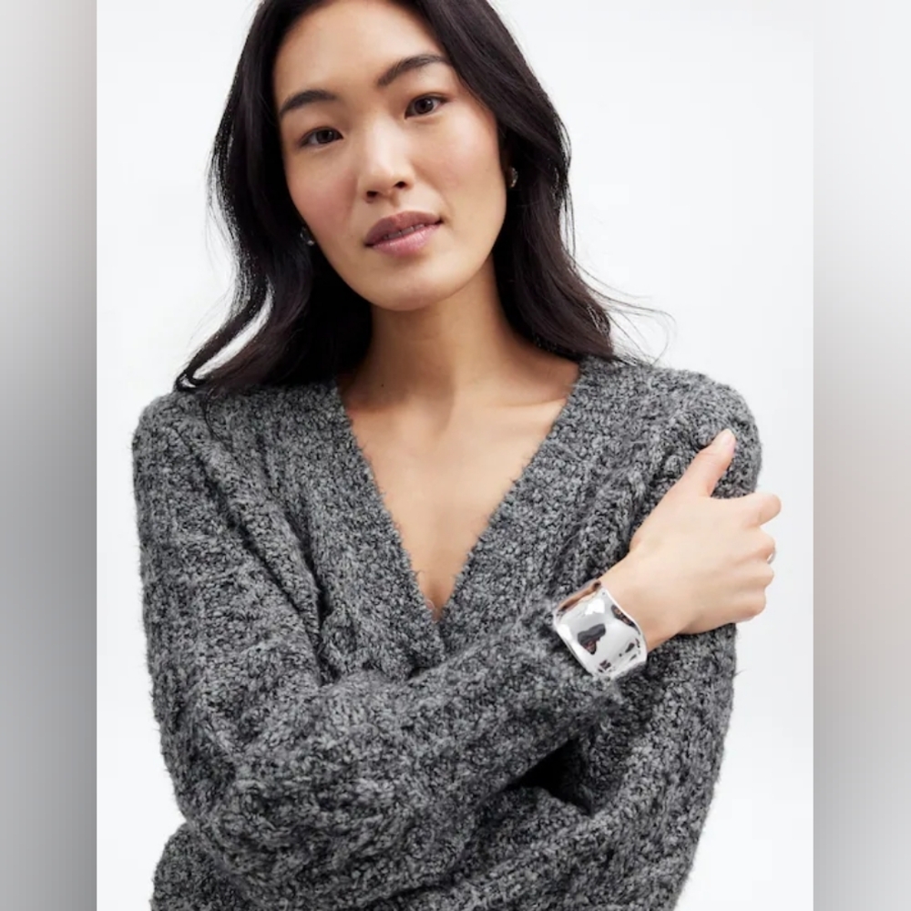 Madewell Cable V-Neck Cardigan - Picture 2 of 4